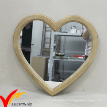 Vintage Plain Wood em forma de coração espelhos para Wall Decor